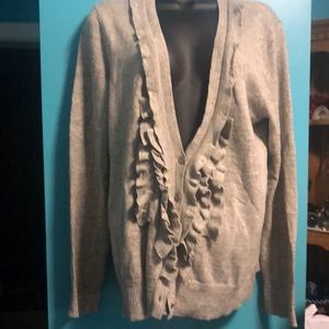 Like new: Eddie Bauer ladies fancy ruffled cardigan. Size Large EUC